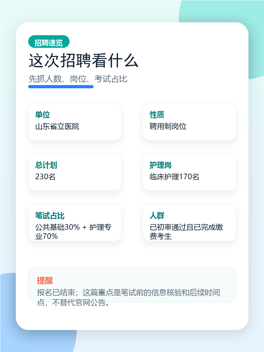 山东省立医院护理岗170人-招聘速览